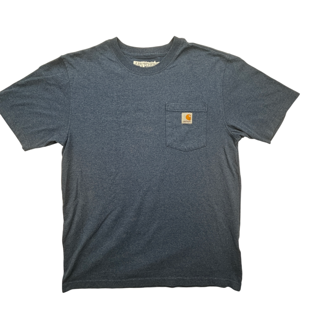 Carhartt Shirt Mens Medium Blue Heather Pocket Workwear Logo Crewneck Tee